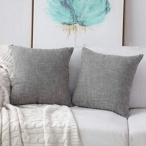 Luxury Home | Rustic Farmhouse Faux Linen Woven Light Grey Euro Pillow Covers